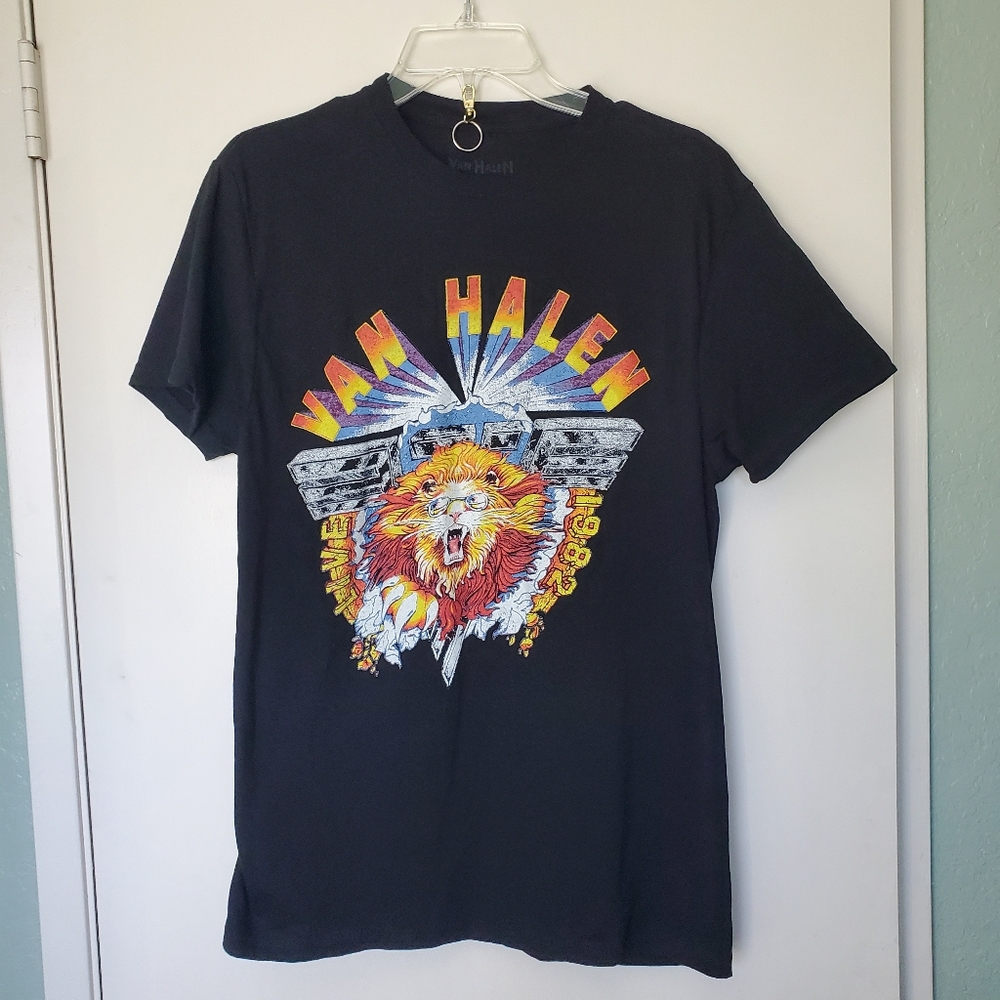 Van Halen Live 1982  Black Graphic T-Shirt Size M 100% Cotton